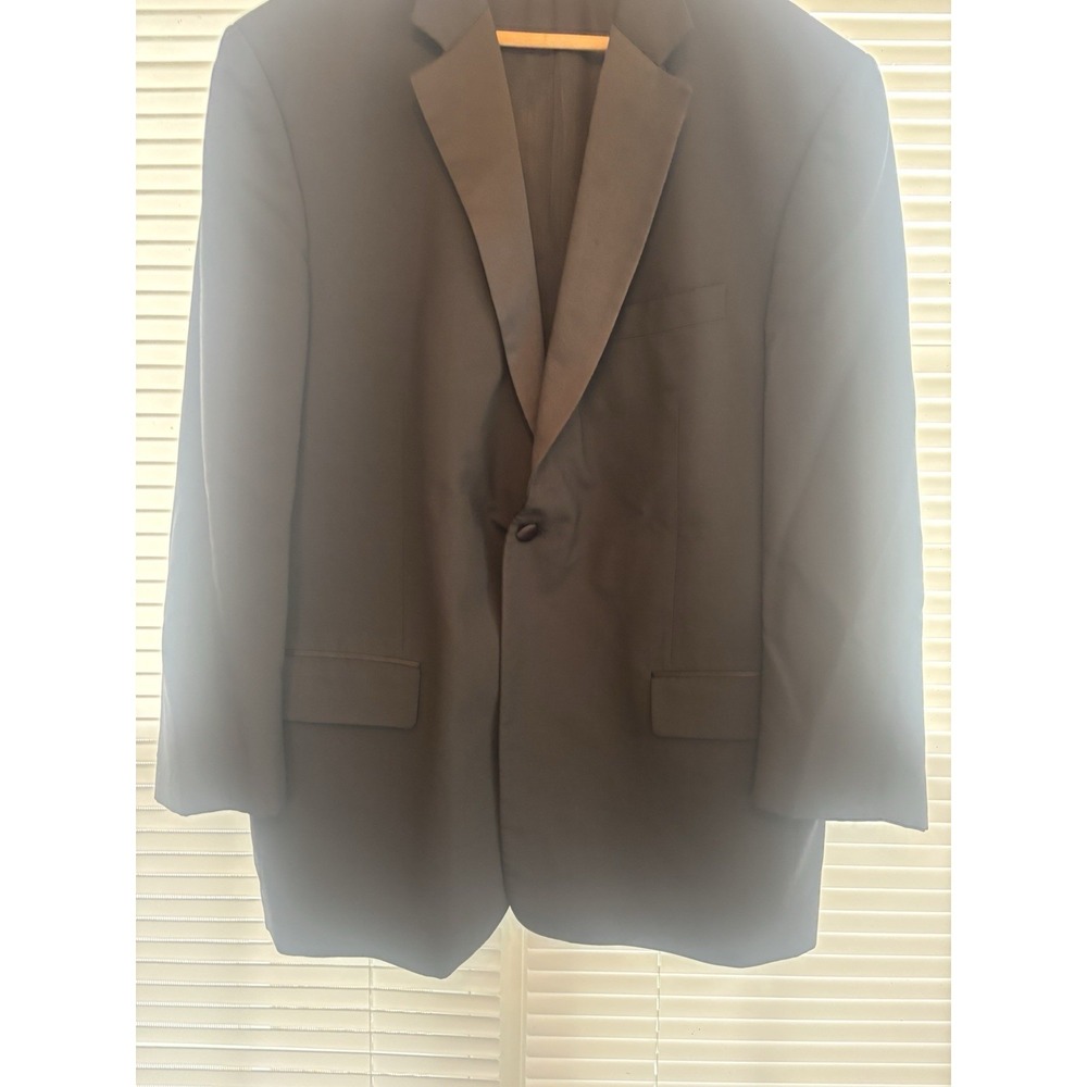 Tallia Uomo Tuxedo Jacket Men 46R Black Single Button Satin Formal Wedding